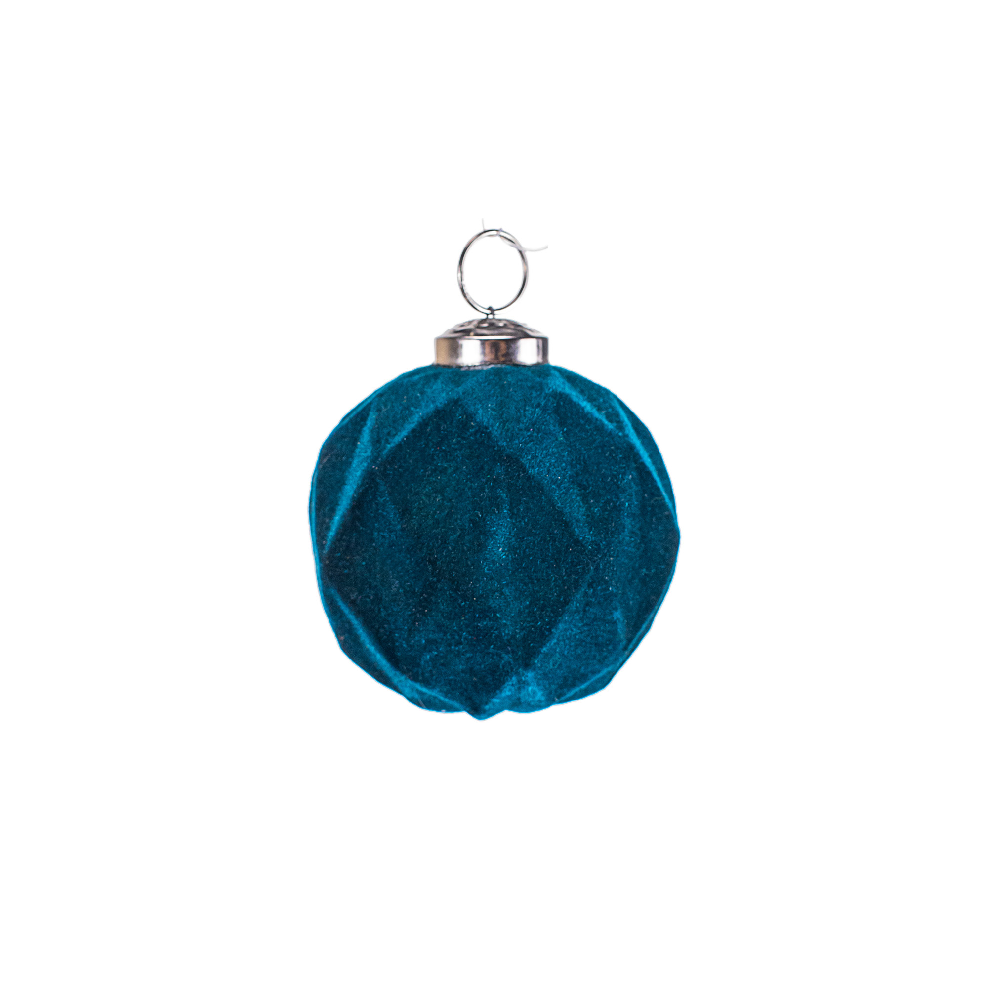 Glass christmas Ball with velvet coating, Blue